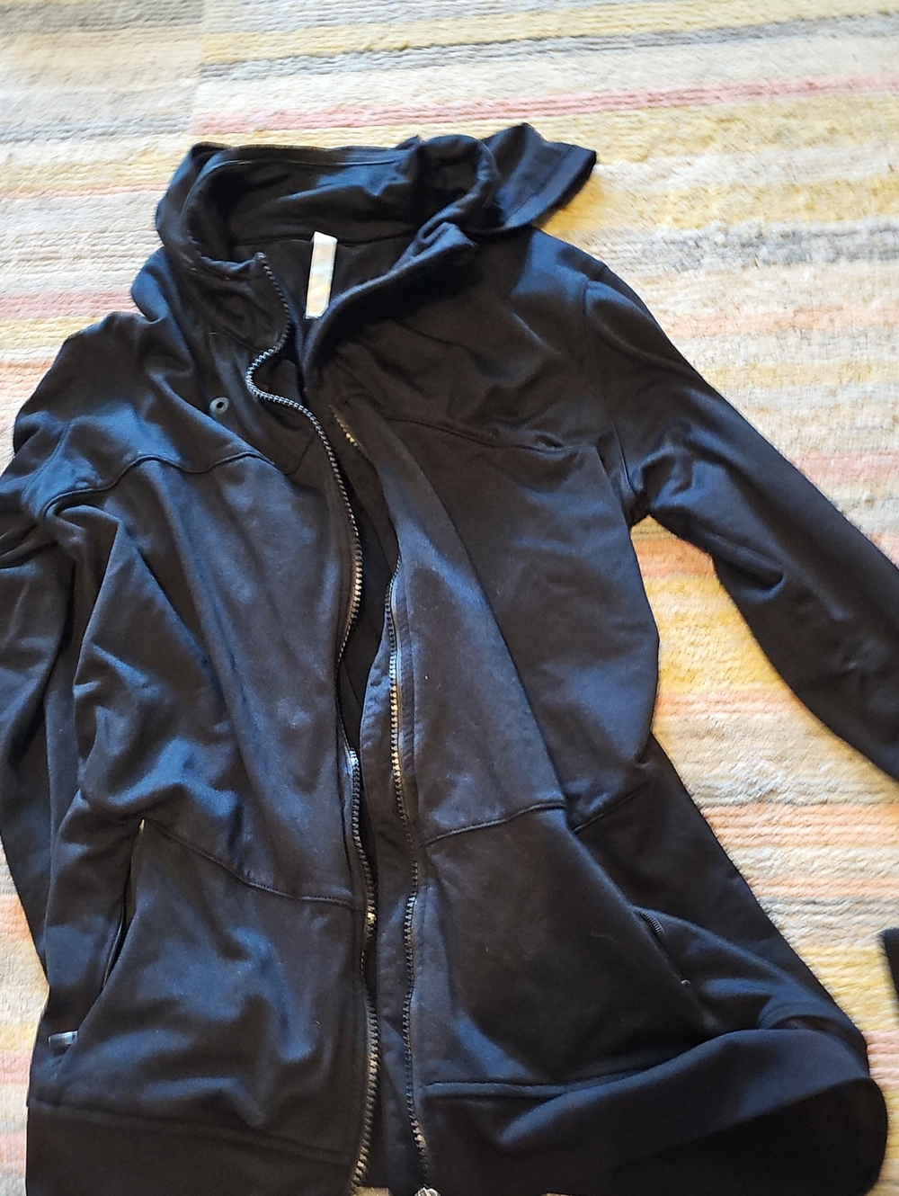 Fabletics Black Hooded Zip Bomber Jacket